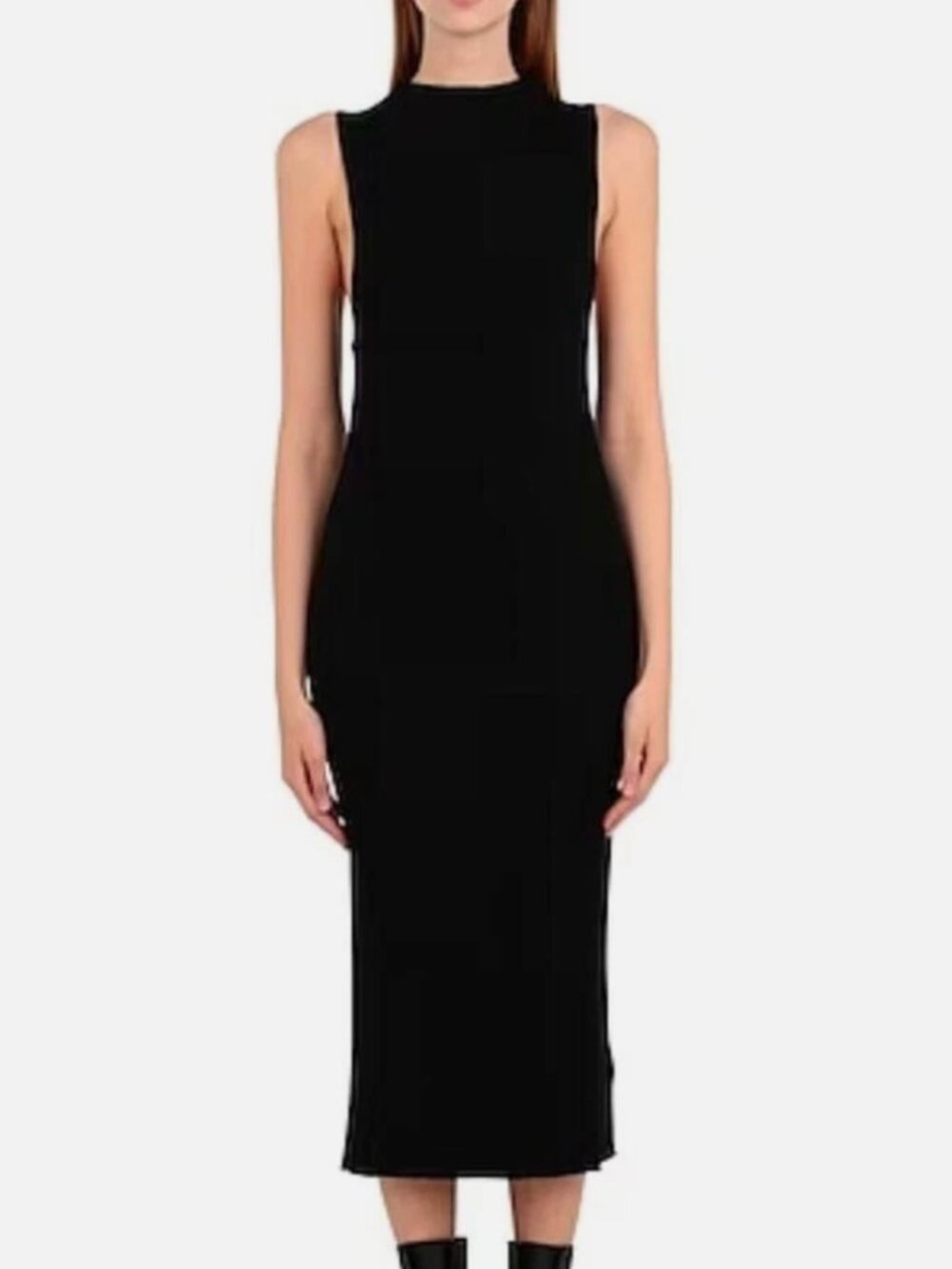Ninety Percent Black Ribbed Racer Front Dress Size Large